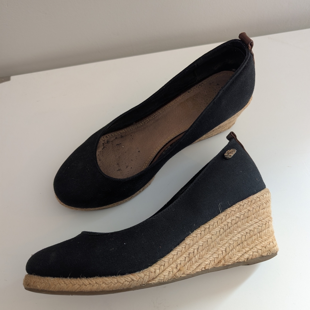 Black Espadrille Wedge Shoes